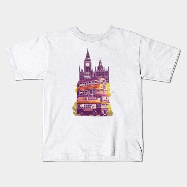 Magical Triple Decker in London - Fantasy Kids T-Shirt by Fenay-Designs